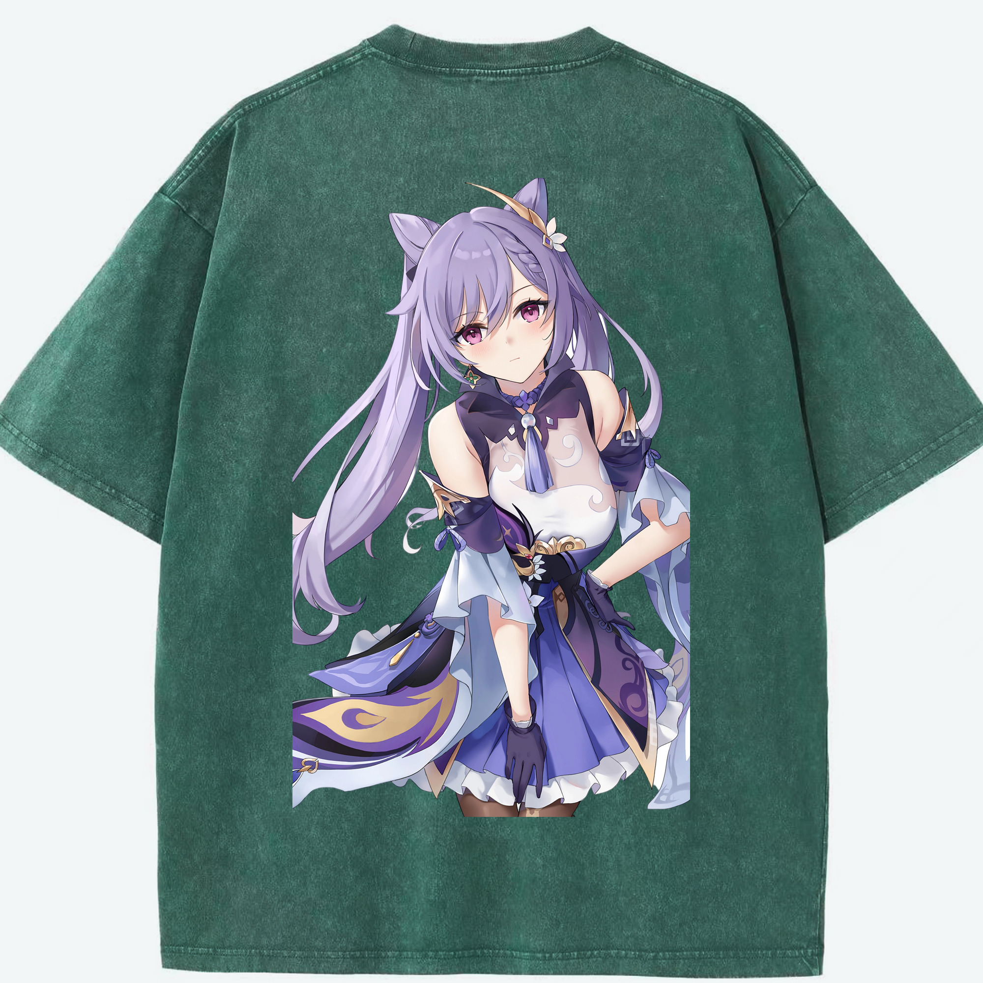 げんし神 刻晴 こくせい genshin Kokusei 綿100% ヴィンテージ風 半袖Tシャツ（背面プリント）